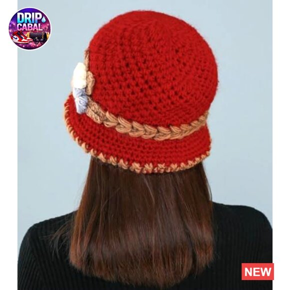 Cotton and Wool Knit Bucket Hat Winter Warm Faux Fur Beanie